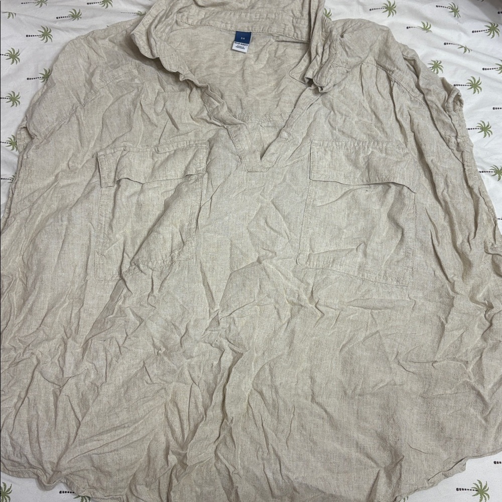 Old Navy Light Tan Linen Shirt